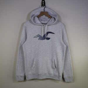 Hollister Seagull Logo Pullover Hoodie Size Medium Surf Coastal Gray Cotton